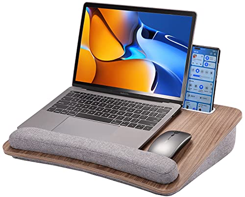 Portable Lap Desk w/ Pillow Cushion, Fits up to 15.6 inch Laptop, w/ Anti-Slip Strip & Storage