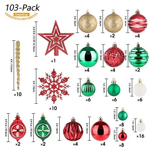 103-Pack Assorted Christmas Ball Ornaments