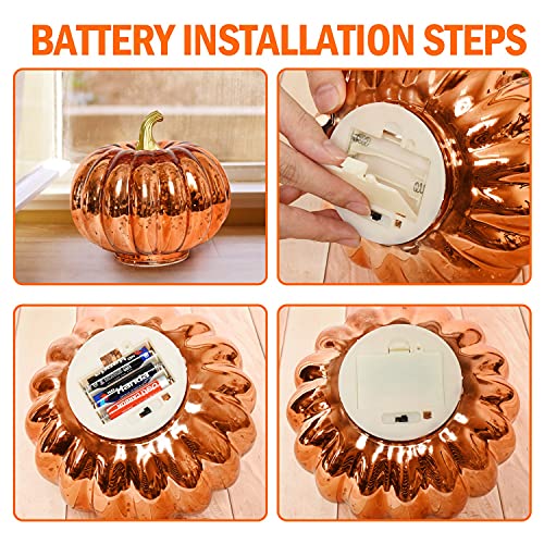 Halloween / Thanksgiving Decoration Mercury Glass Pumpkin w/ Light