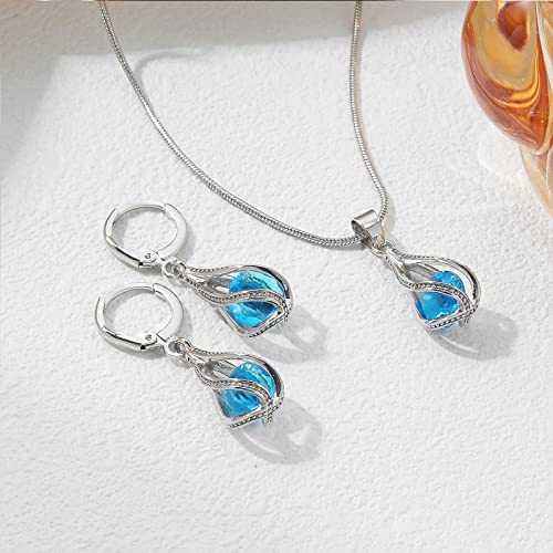 Silver Jewelry Sets for women Crystal Bridal Accessories Necklace Earrings
