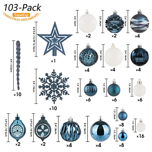 103-Pack Assorted Christmas Ball Ornaments