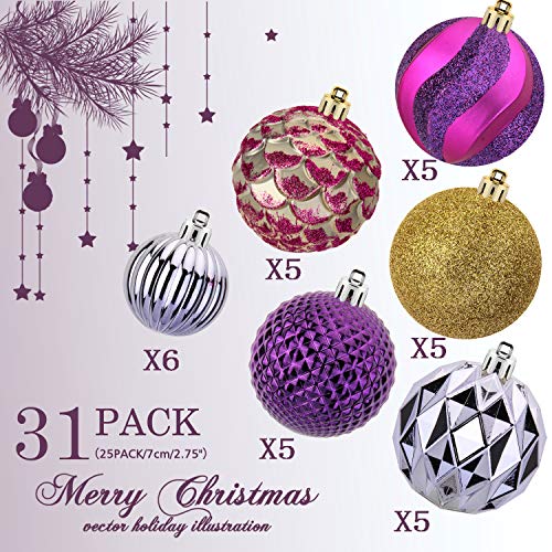 31pcs 2.75in & 1.97in Shatterproof Balls for Christmas Decoration
