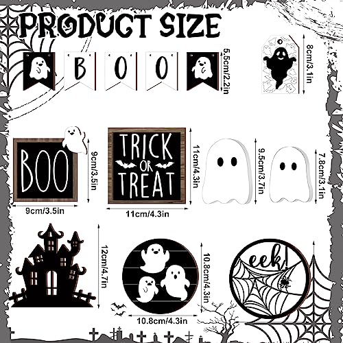 15 Pcs Halloween Tiered Tray Set Cute Wooden Signs Farmhouse Rustic
