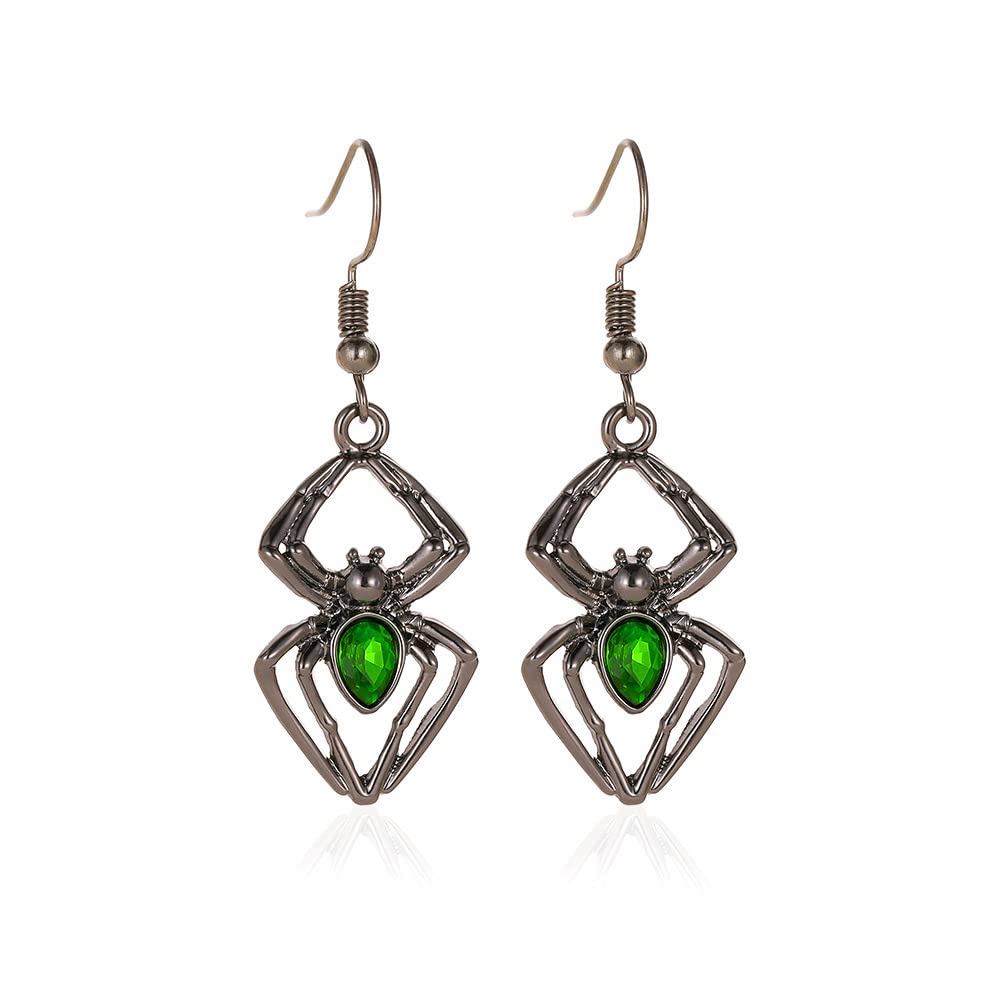 Vintage GothicNecklace Earrings Set,Halloween Crystal Pendant Necklace Punk Style Reptile Animal