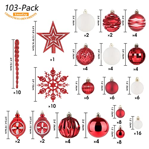 103-Pack Assorted Christmas Ball Ornaments