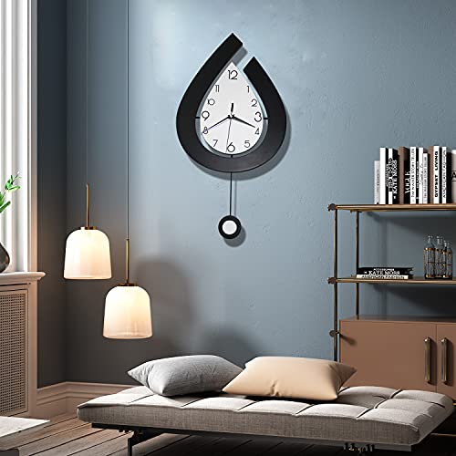 Large Modern Wall Clocks w/ Pendulum Battery Operated, 22.4" Non Ticking