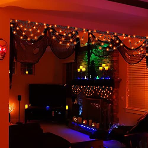 4.2FT Connectable 60 LED Halloween Spider Web String Lights Decoration