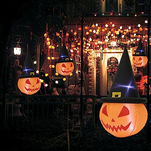 Halloween Inflatable Skull Face Spider Scary Creepy, Blow Up Spider with Built-in LED