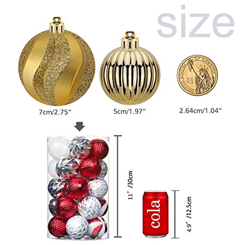 31pcs 2.75in & 1.97in Shatterproof Balls for Christmas Decoration