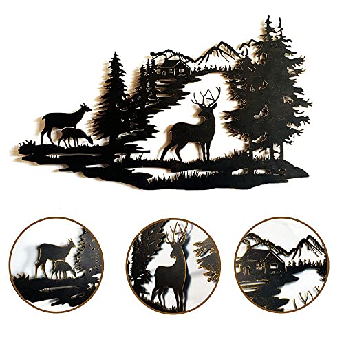 Metal Deer in the Woods Wall Decor 22x 13 Inch
