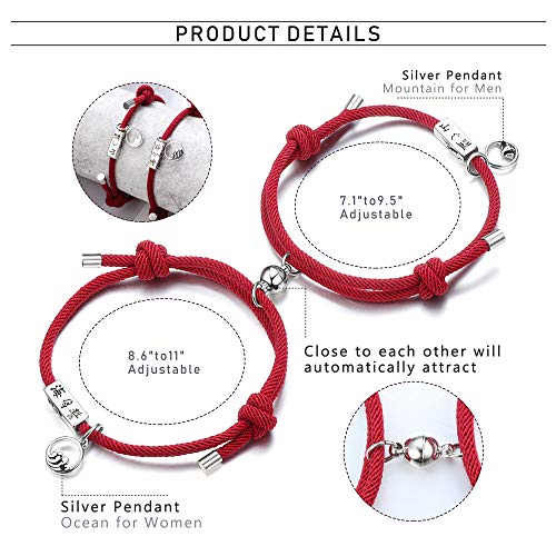 Magnetic Couples Bracelets & Necklace Pendant Love Heart CZ Puzzle Matching Jewelry Set