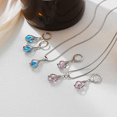 Silver Jewelry Sets for women Crystal Bridal Accessories Necklace Earrings