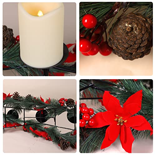 Christmas Centerpiece w/ 3 Candle Holders Decoration