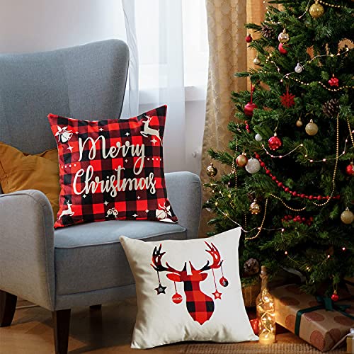 Set of 4 Christmas Throw Pillow Covers 18 x 18