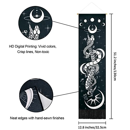 Skeleton Tapestry Planet Gothic Skull White and Black for Bedroom, Living Room