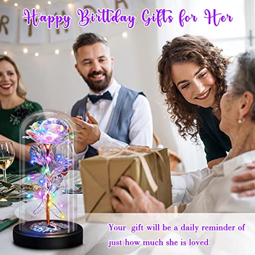 Enchanted Galaxy Light Up Butterfly Rose Gifts in Glass Dome