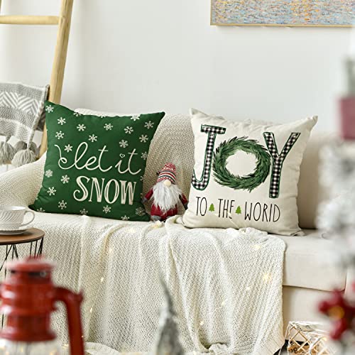 Set of 4 Christmas Throw Pillow Covers, 18 x 18 Inch
