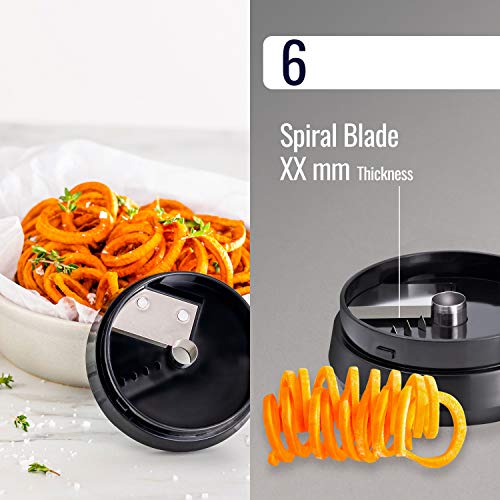 6 in 1 Vegetable Spiralizer & Slicer - Adjustable w/ Container
