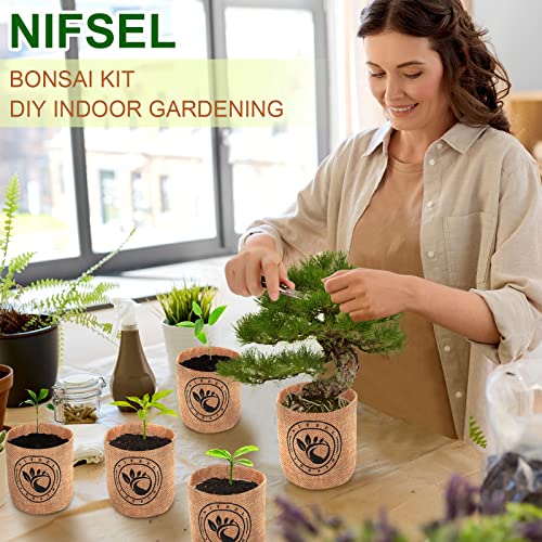 Bonsai Tree kit -NIFSEL Bonsai Growing Kit - Complete Starter kit, 5 Types of Trees - Culture Medium, Plant Marker