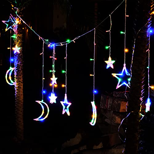 Star Solar Lights 138LED Christmas Curtain Lights Decoration