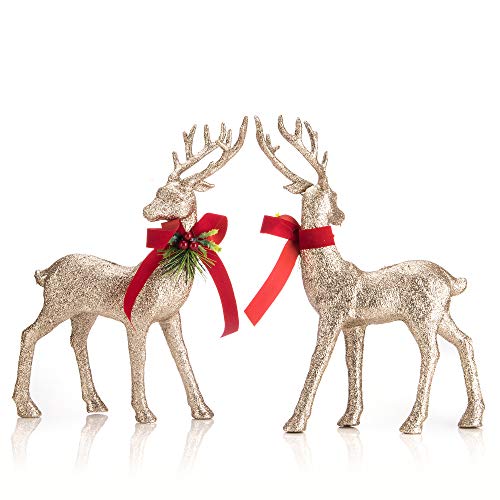 2 Pcs Glitter Reindeer Christmas Decoration