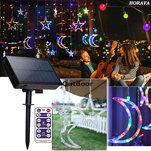 Star Solar Lights 138LED Christmas Curtain Lights Decoration