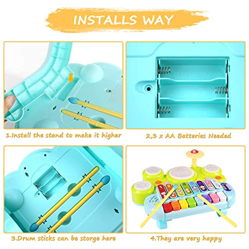 Baby Musical Toys 3 in 1 Piano Keyboard Xylophone Drum Set
