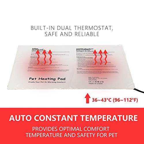 Pet Heating Pad for Cat Dog, Soft Electric Blanket Auto Temperature Control Waterproof (17.7''x15.7'')