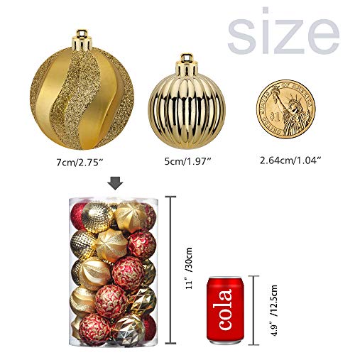 31pcs 2.75in & 1.97in Shatterproof Balls for Christmas Decoration