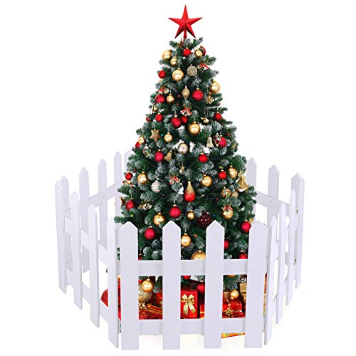 Christmas Tree Wooden Picket Fence Decoration