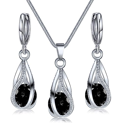 Silver Jewelry Sets for women Crystal Bridal Accessories Necklace Earrings