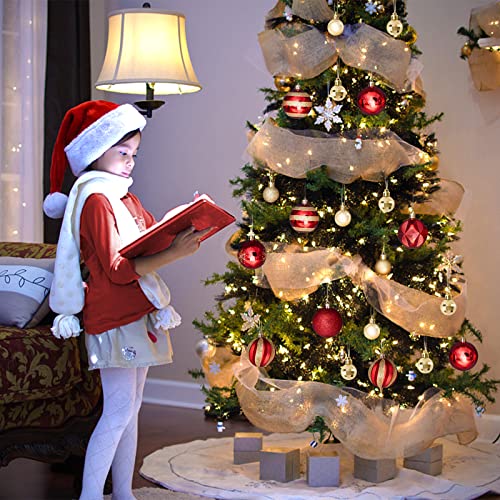 44Pcs Gold and Red Christmas Balls Ornaments