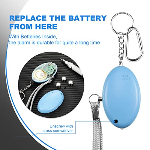 16 Pack Emergency Personal Alarm Keychain w/ LED