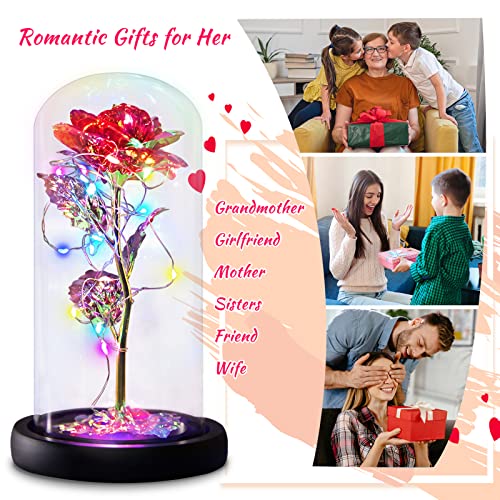 Enchanted Galaxy Light Up Butterfly Rose Gifts in Glass Dome