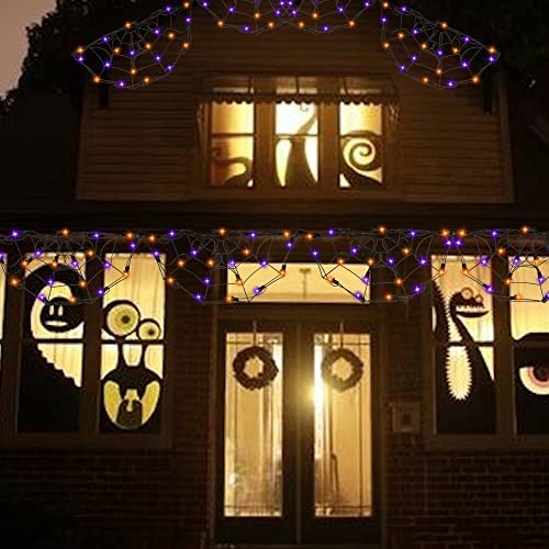 4.2FT Connectable 60 LED Halloween Spider Web String Lights Decoration