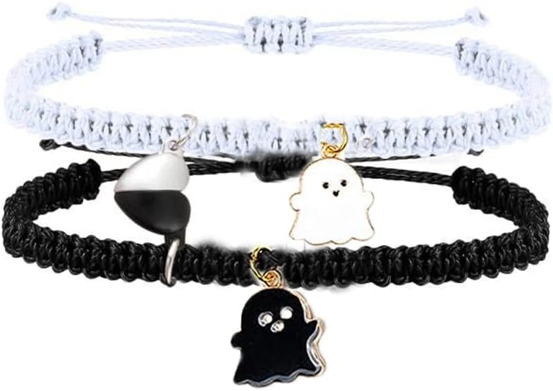 Handmade Braided Love Infinity Couples Bracelet Heart Matching Attraction Cross Yin Yang Relationship Adjustable Cord for Him and Her Bff Friendship Promise Valentines Gift