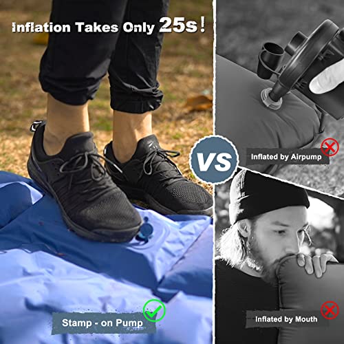 Camping Sleeping Pad - Ultralight Foot Press Inflatable w/ Built-in Pump