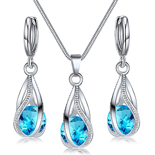 Silver Jewelry Sets for women Crystal Bridal Accessories Necklace Earrings