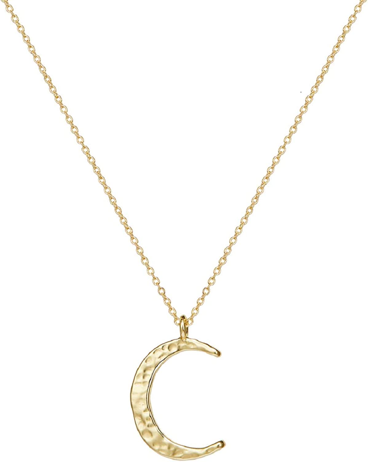 Tiny Dot Pendant Necklace, Dainty 14K Gold Plated Sterling Round, Gold Crescent