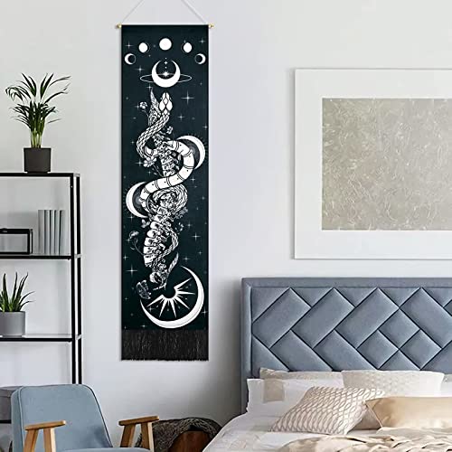Skeleton Tapestry Planet Gothic Skull White and Black for Bedroom, Living Room