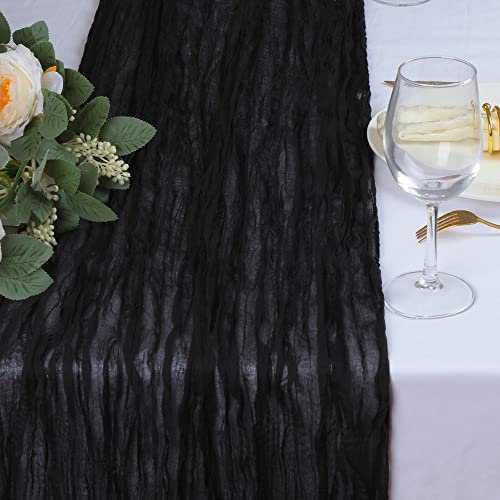 Black Cheesecloth Table Runner, 160inch Long Cheese Cloth Boho Gauze Table Runner