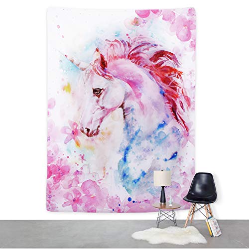 Pink Unicorn Tapestry Watercolor Print Wall Art Decoration