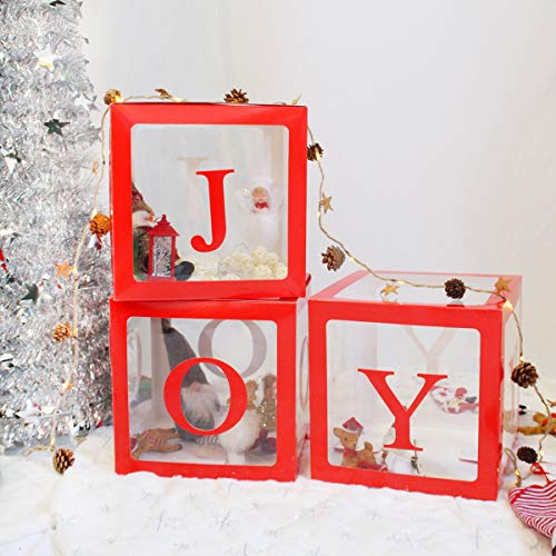 Transparent Joy Box Blocks Christmas Decorations
