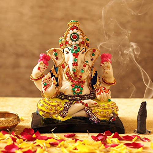 Lord Ganesha Statue Ganesh Idol for Home Décor Temple Table Decoration House Warming Gifting (16 cm X 14 cm)