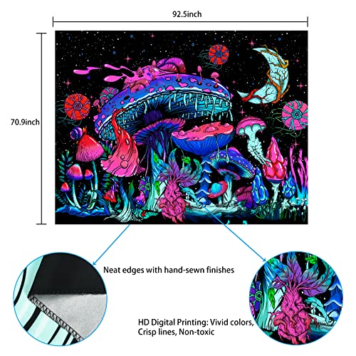 Mushroom Moon and Stars Plants Starry Night Sky Monster Tapestry Wall Hanging for Room
