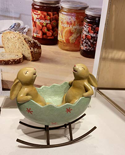 Laughing Bunny Rocking in an Easter Egg Cradle Spring Easter Decoration