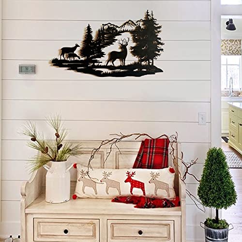 Metal Deer in the Woods Wall Decor 22x 13 Inch