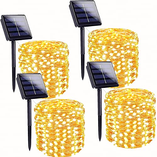 4-Pack 160FT 400 LED Solar Christmas Lights