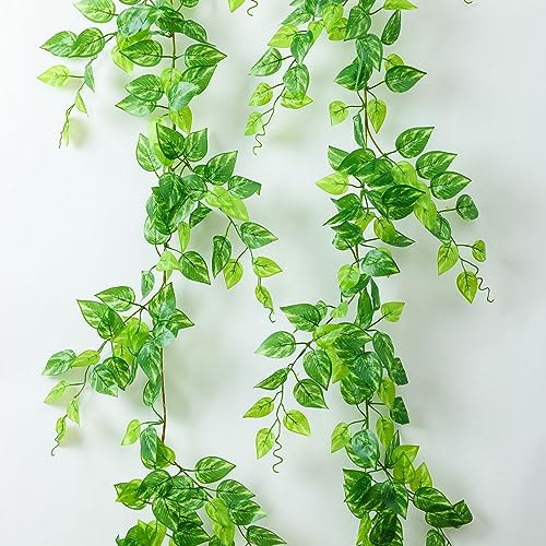 plastic vine plants 2 Strands Artificial Vines Scindapsus Garland 6FT Real Touch Fake Vine – DANNY'S HOME GOODS