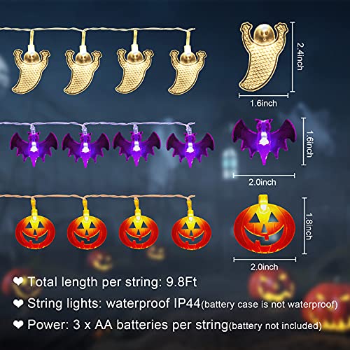29.4ft 60LED Halloween String Lights, 3 Pack Halloween Decorations Indoor Outdoor Led Lights
